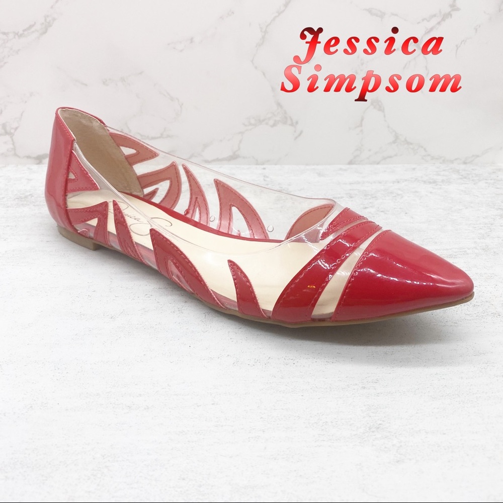 Jessica Simpson- Red and Clear Flats 8.5